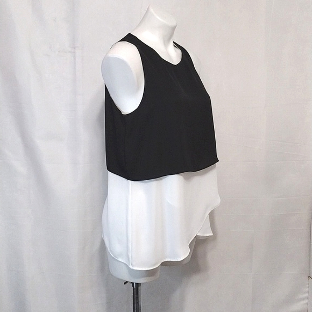 Joseph Ribkoff Colorblock Chiffon Double Layered Tank Top Flowy Chic Small - Picture 7 of 11